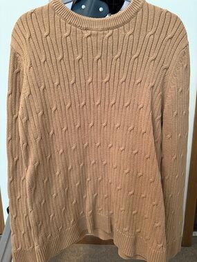 Express Camel Brown Cable Knit Crewneck Sweater
